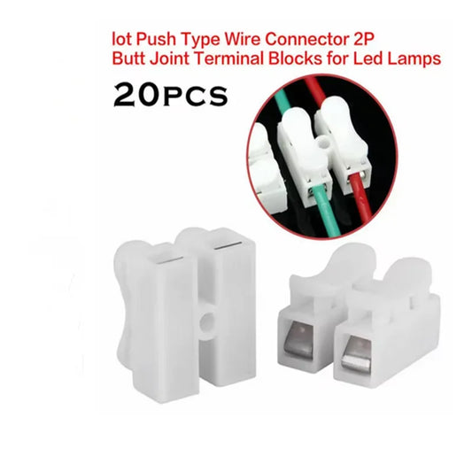 20pcs CH2 Spring Quick Wire Connectors Cable Clamps Terminal Block LED Strip Light Replace Electrical Tapes Cable Clamp Tools Peaceful Pleasures Health and Wellness Default Title