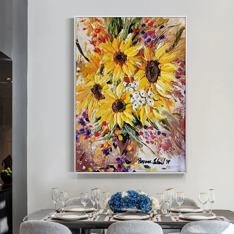 Hand Painted Acrylic Sunflower Canvas Art, Living Room, Bedroom, Corridor, Wall Decor, Modern Decoration, 50x70cm, 120x180cm Peaceful Pleasures Health and Wellness