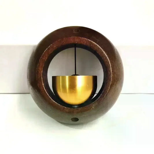 Black Walnut Wood Magnetic Entry Doorbell – Round Bell Chime Entry Door Chime Peaceful Pleasures Health and Wellness