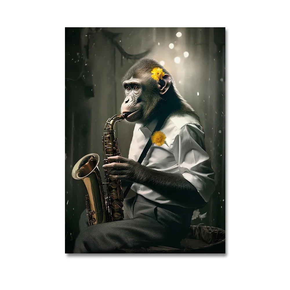 Nordic Gorilla Suit Abstract Canvas Wall Art | Modern Decor
