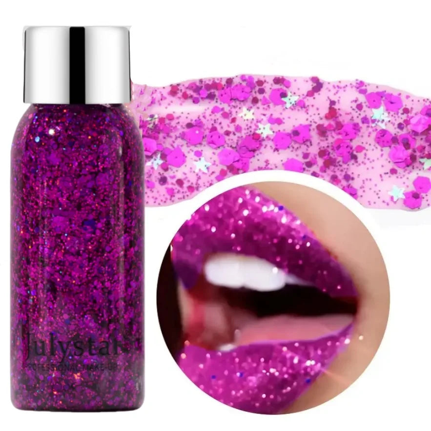 Body Glitter Sequins Gel Longlasting Liquid Face Shimmer Multicolor Eye Shadow for Party Music Festival Makeup Accessory 30ml Peaceful Pleasures Health and Wellness
