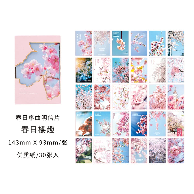 Spring Cherry Blossom Series Postcard INS Greeting Cards Wish Card
