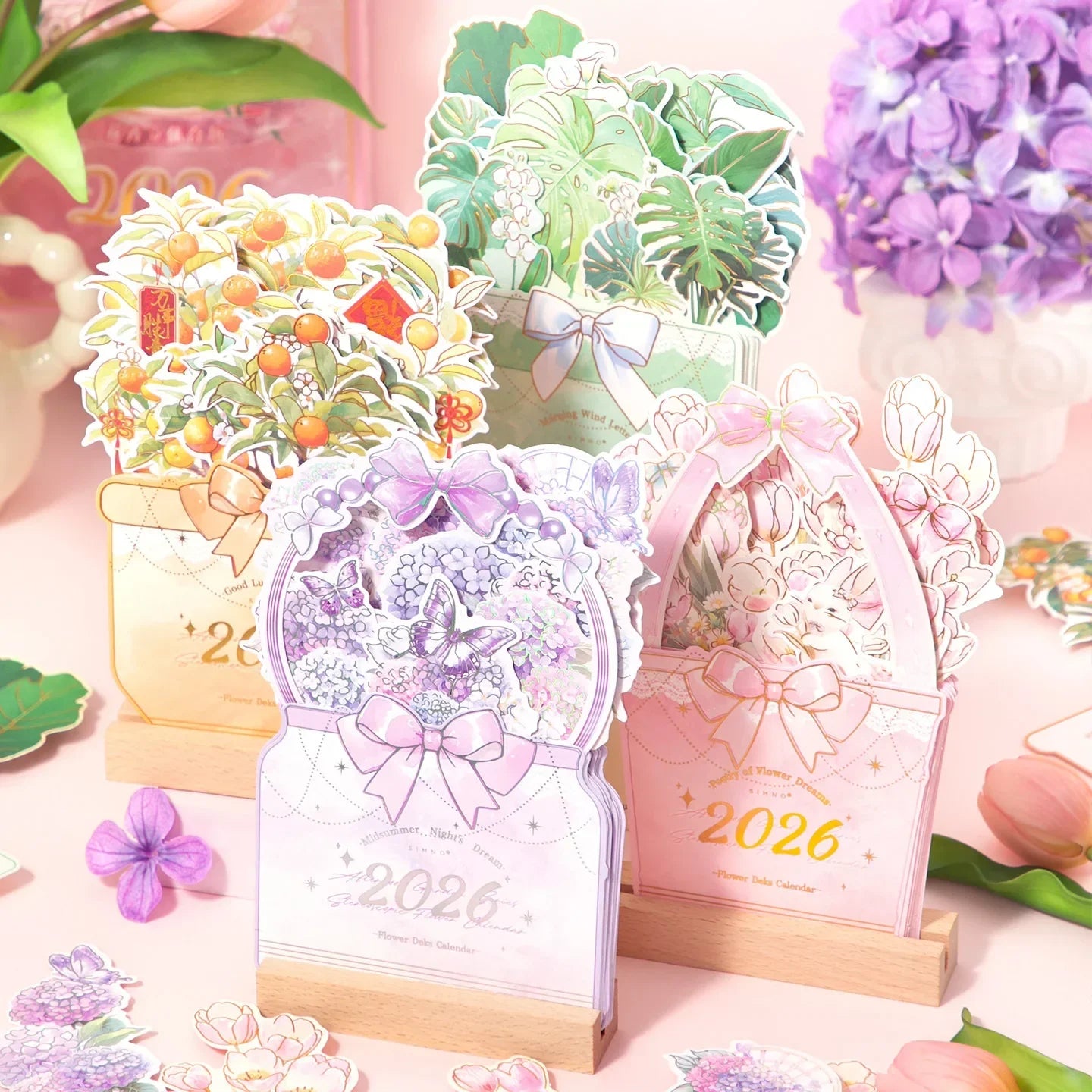 2026 Bloomy Flowers Calendar Desk Calendar Tabletop Calendar Standing Monthly Calendar Year For Home School Desktop Decorations Peaceful Pleasures Health and Wellness