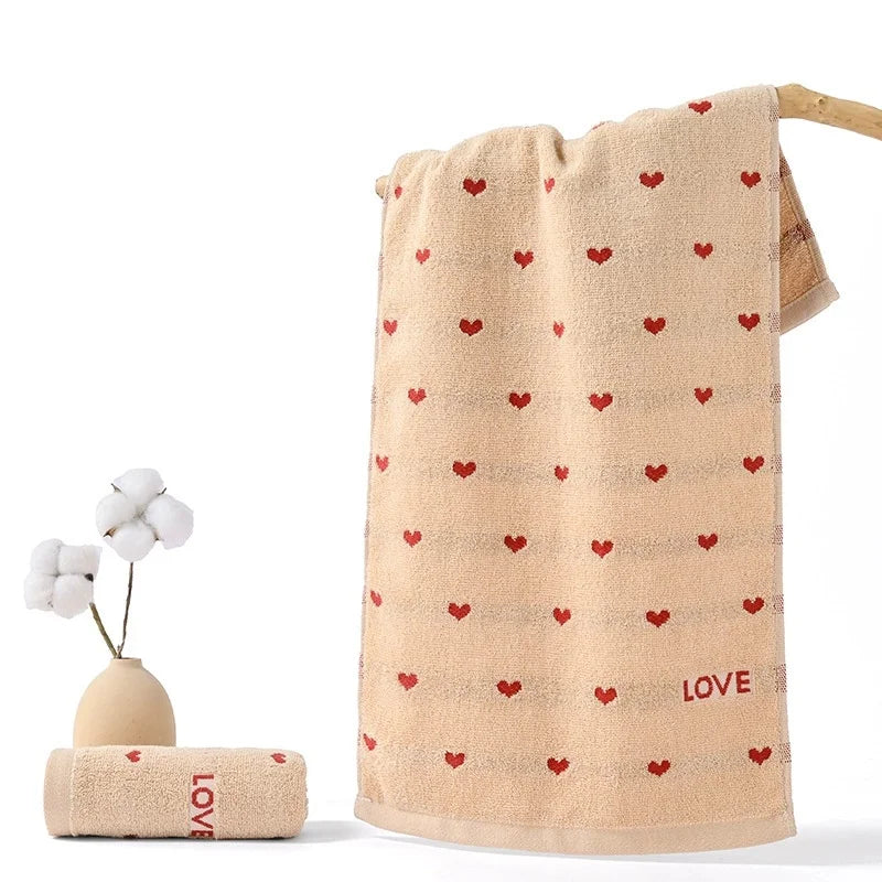 Soft Quick-Dry Cotton Face Towel | Heart Pattern Fingertip Towel