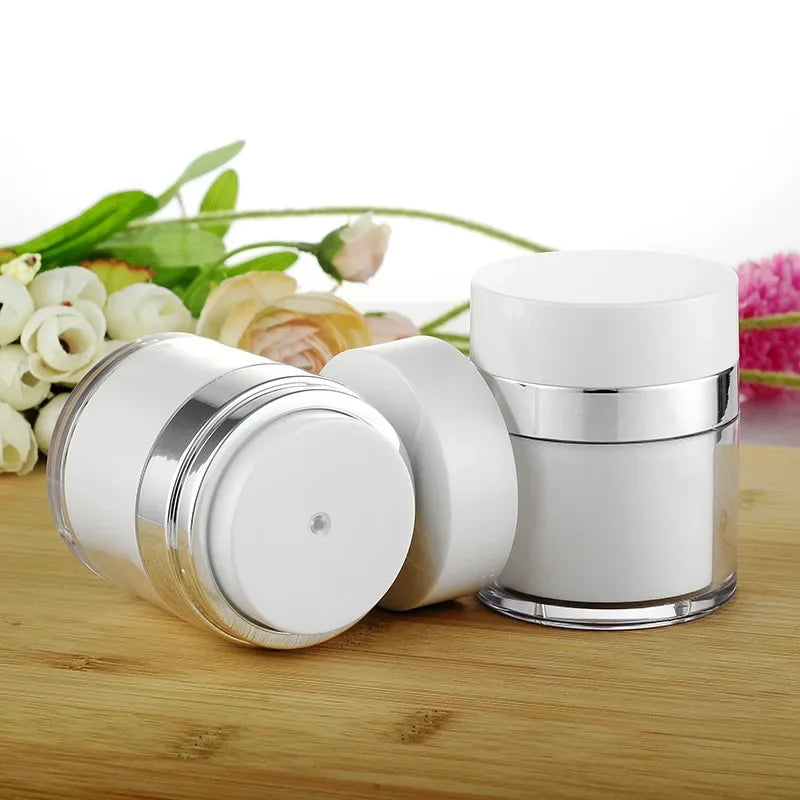 1pc 15/30/50g Airless Pump Jar Empty Acrylic Cream Bottle Refillable Cosmetic Easy To Use Container Portable Travel Makeup Tools Peaceful Pleasures Health and Wellness