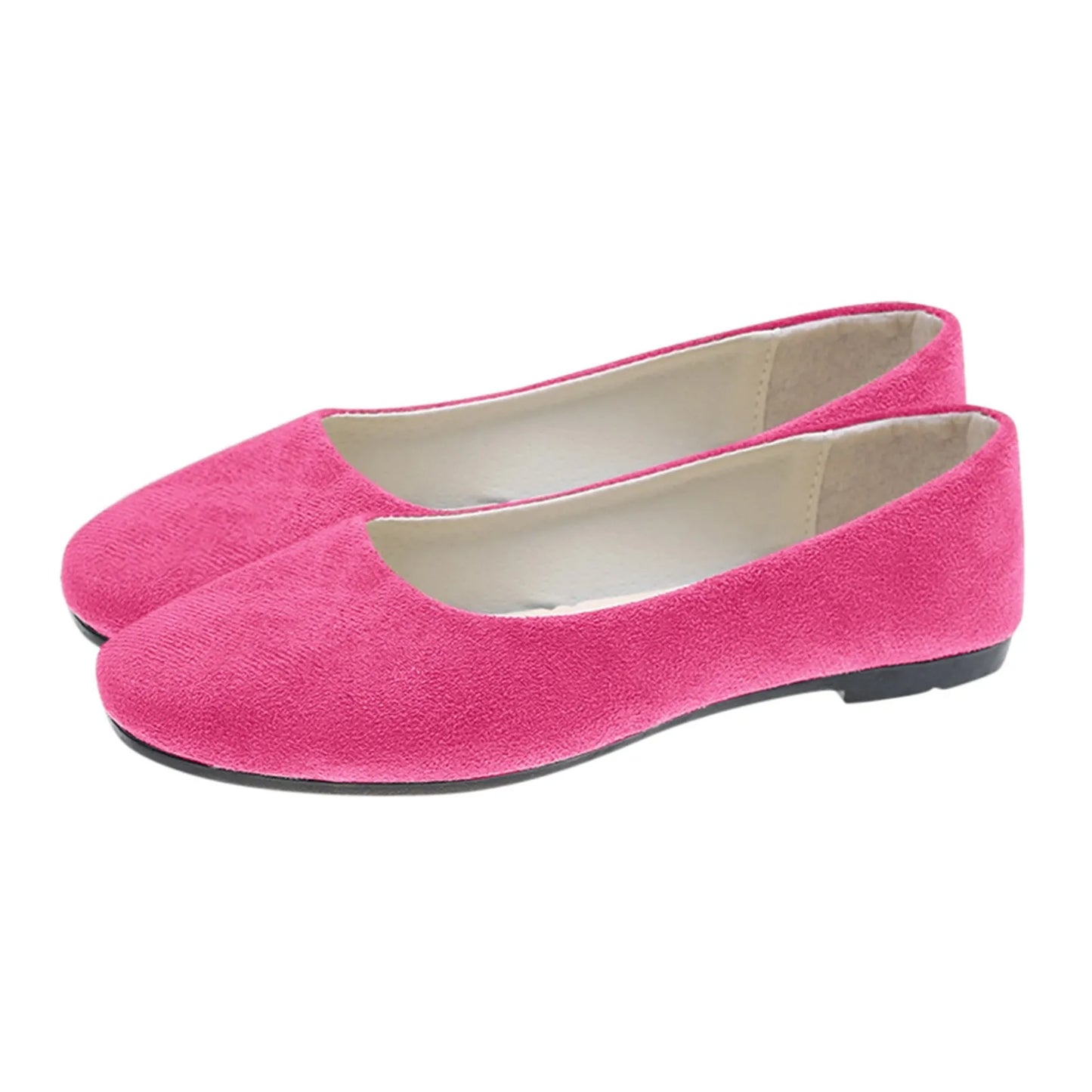 Woman Flats Casual Round Toe Cute Flats Flock Mocasines Ballerina Church Flats Female Suede Elegant Soft Sole Mom Shoes Peaceful Pleasures Health and Wellness 36 Hot Pink