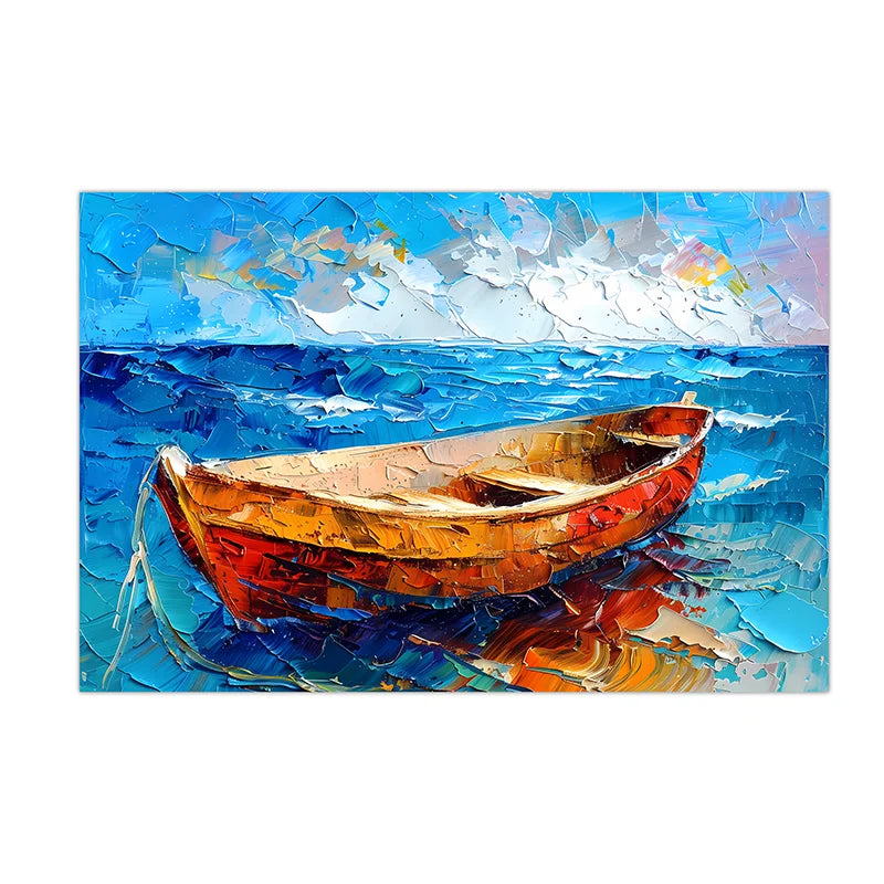 Coastal Impressionist Ocean Canvas Wall Art | Nordic Print Canvas Wall Art Peaceful Pleasures Health and Wellness 04 30x40cm No Frame China Mainland