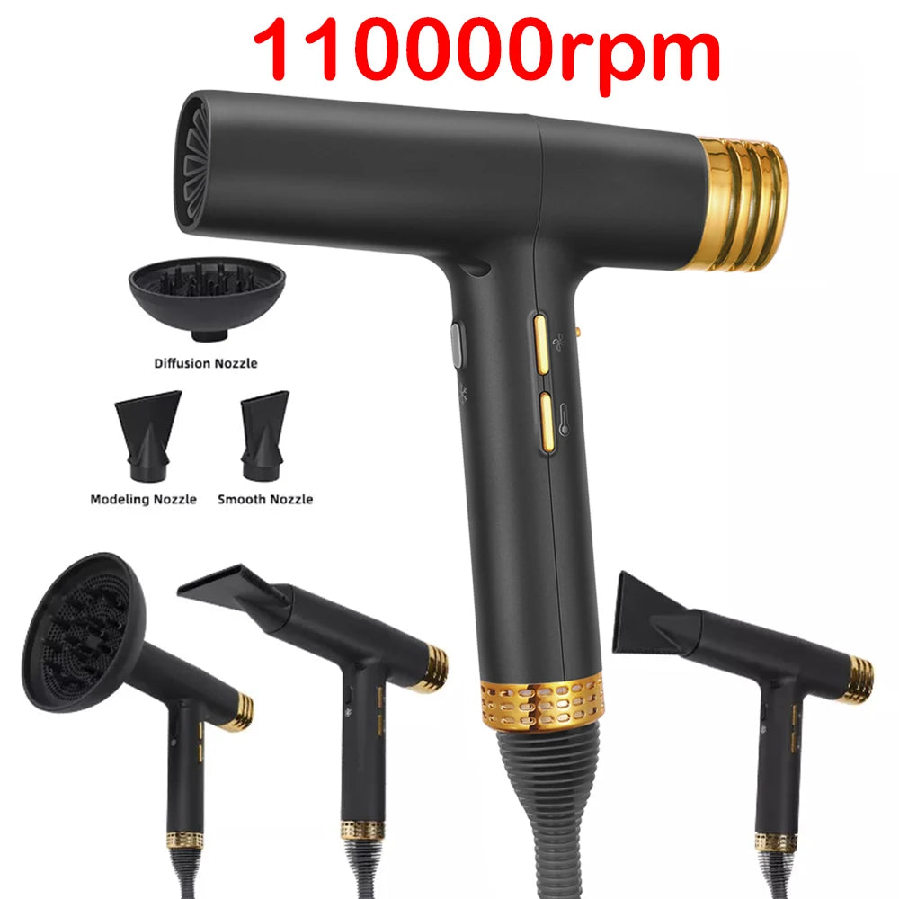 110000rpm Brushless Professional Hair Dryer Negative Ion Blower High Speed Salon Home Blower Appliance Hair Care Tools Peaceful Pleasures Health and Wellness
