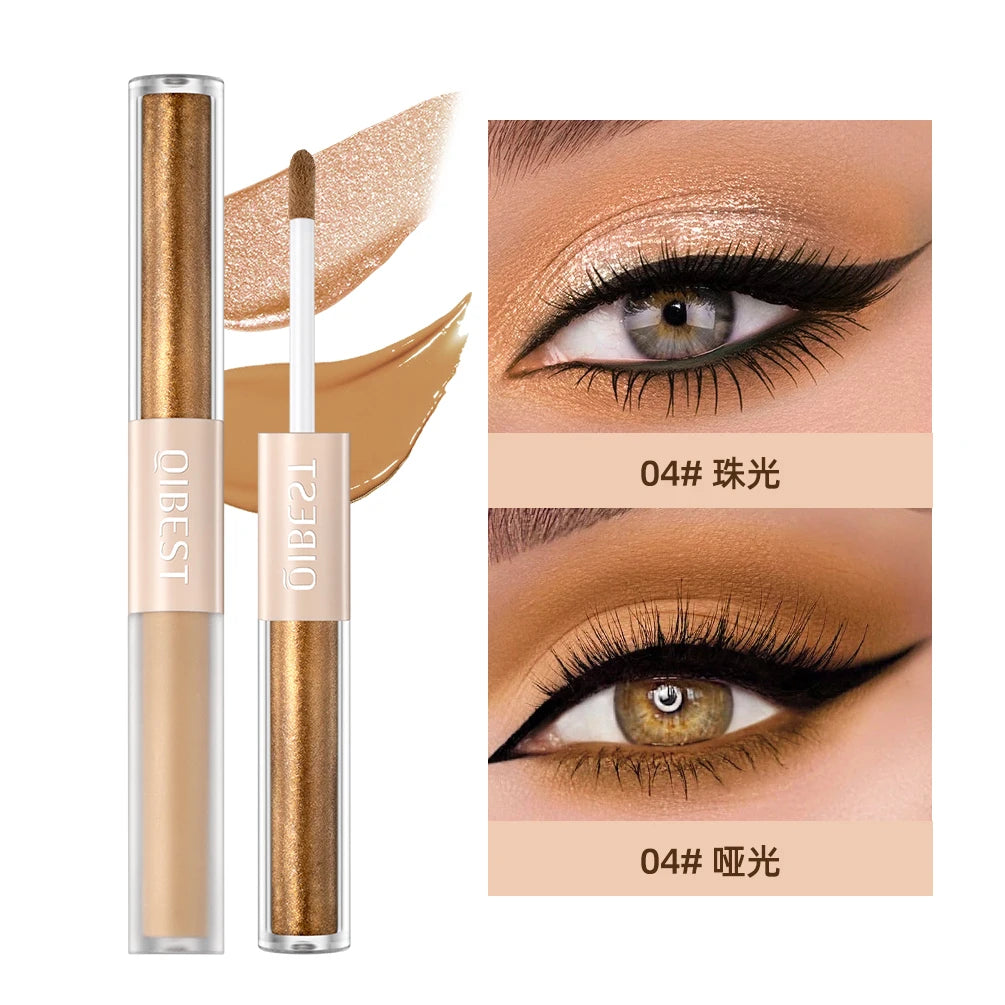 QIBEST Double-ended Flash Liquid Eyeshadow Contour Blush Pigment Silk Flash Matte Natural Blush Makeup Cream Peaceful Pleasures Health and Wellness 4