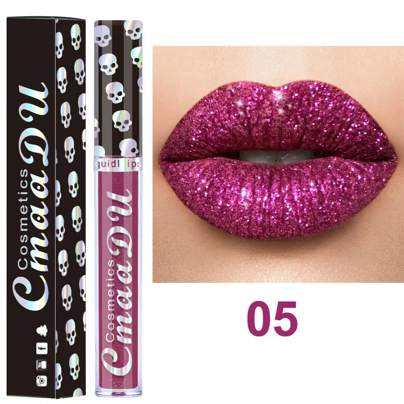 CmaaDu 8-Color Diamond Shimmer Lip Gloss – Waterproof & Long-Lasting