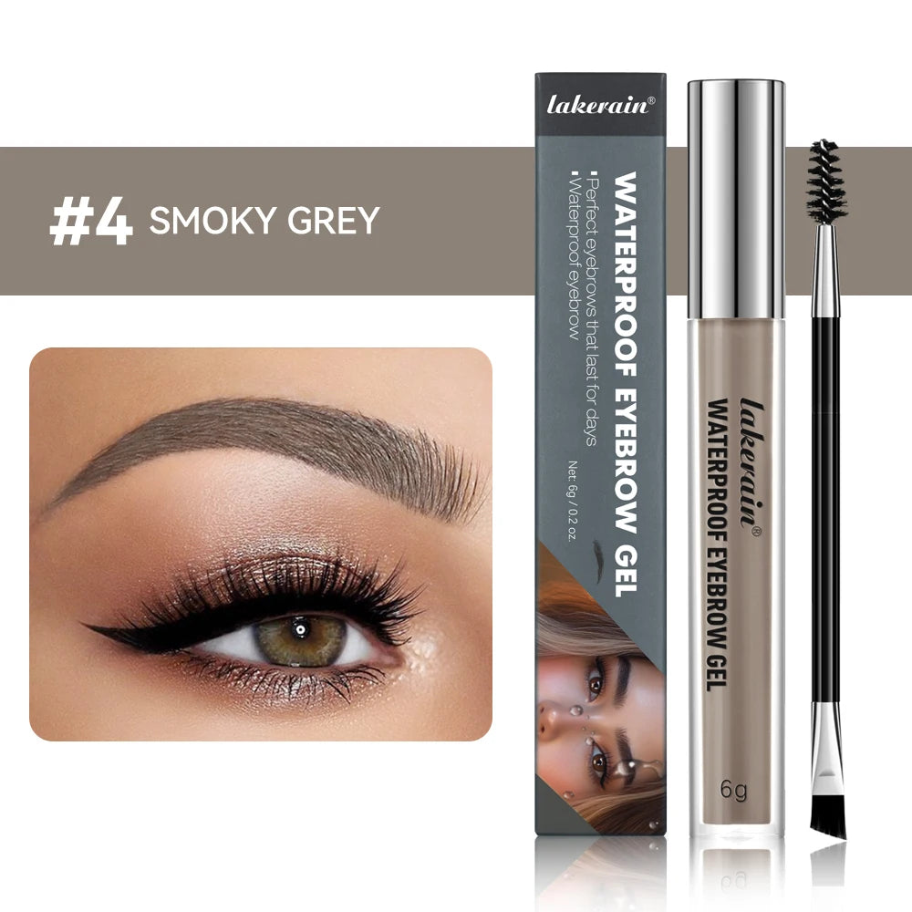 lakerain Long Lasting Waterproof Eyebrow Gel Highly Tinted Liquid Makeup Sweatproof Natural Finish Brown Black Cosmetics Peaceful Pleasures Health and Wellness 4 SMOKY GREY