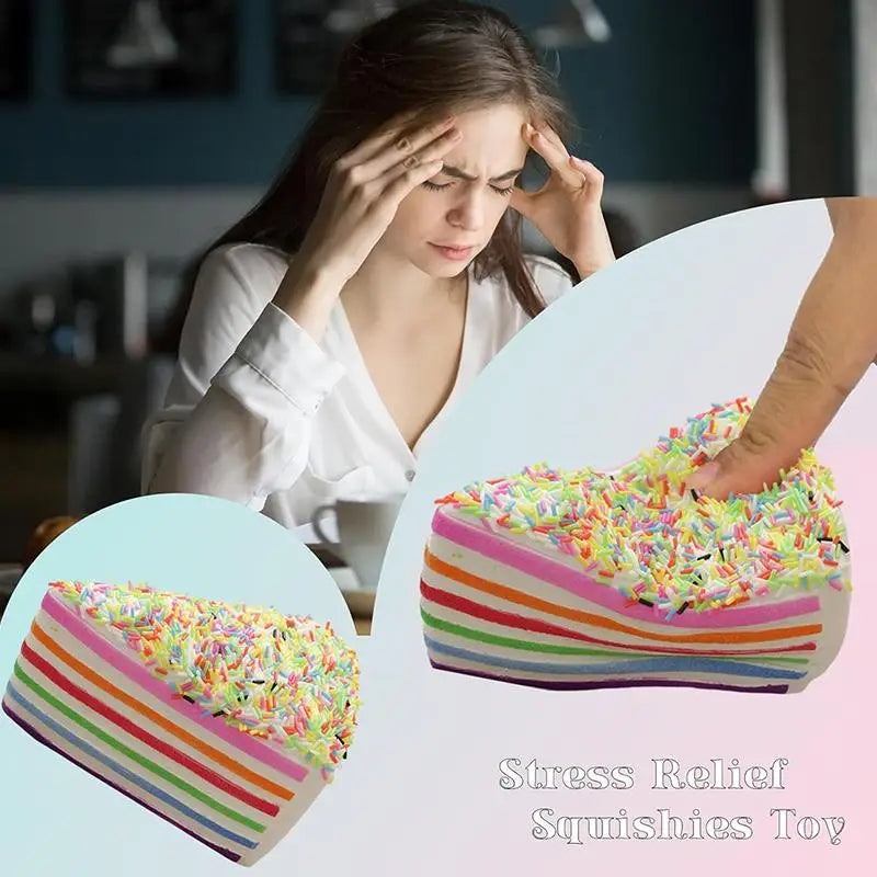 Rainbow Cake Squishy Slow Rising Sensory Fidget Toy | Kids Gift