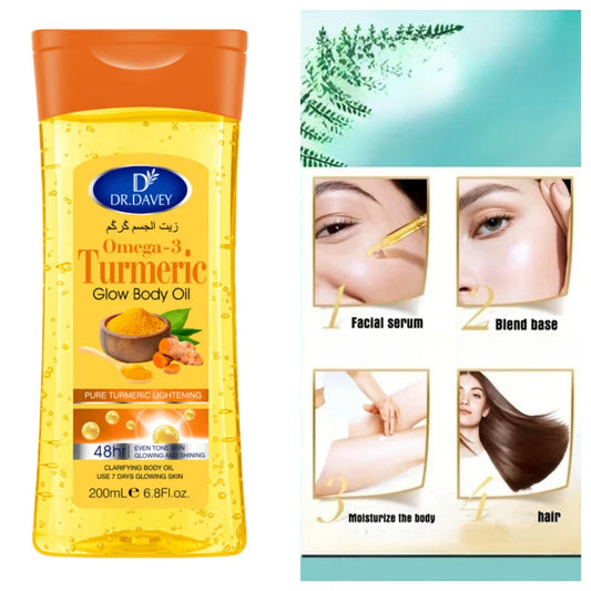 DR.DAVEY Turmeric Omega-3 Glow Body Oil 200ml – Moisturizing Glow Body Oil Oasis Select