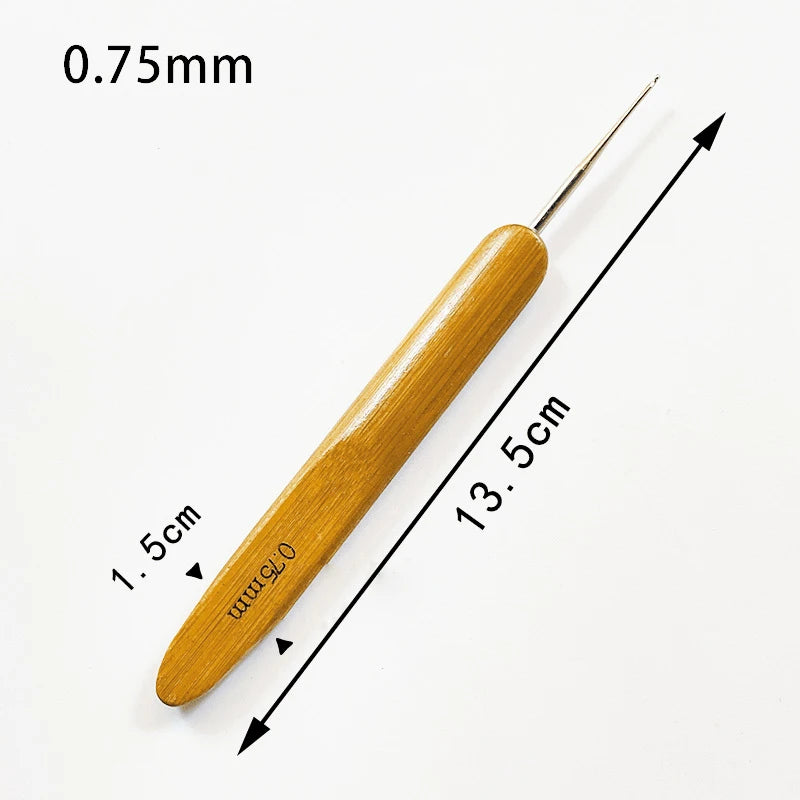 3Pcs 0.5/0.75MM Wooden Hair Crochet Needle Dreadlocks Braids Hair Crochet Hook Single/Double/Three Head Hair Crocheting Needles Peaceful Pleasures Health and Wellness single 075mm