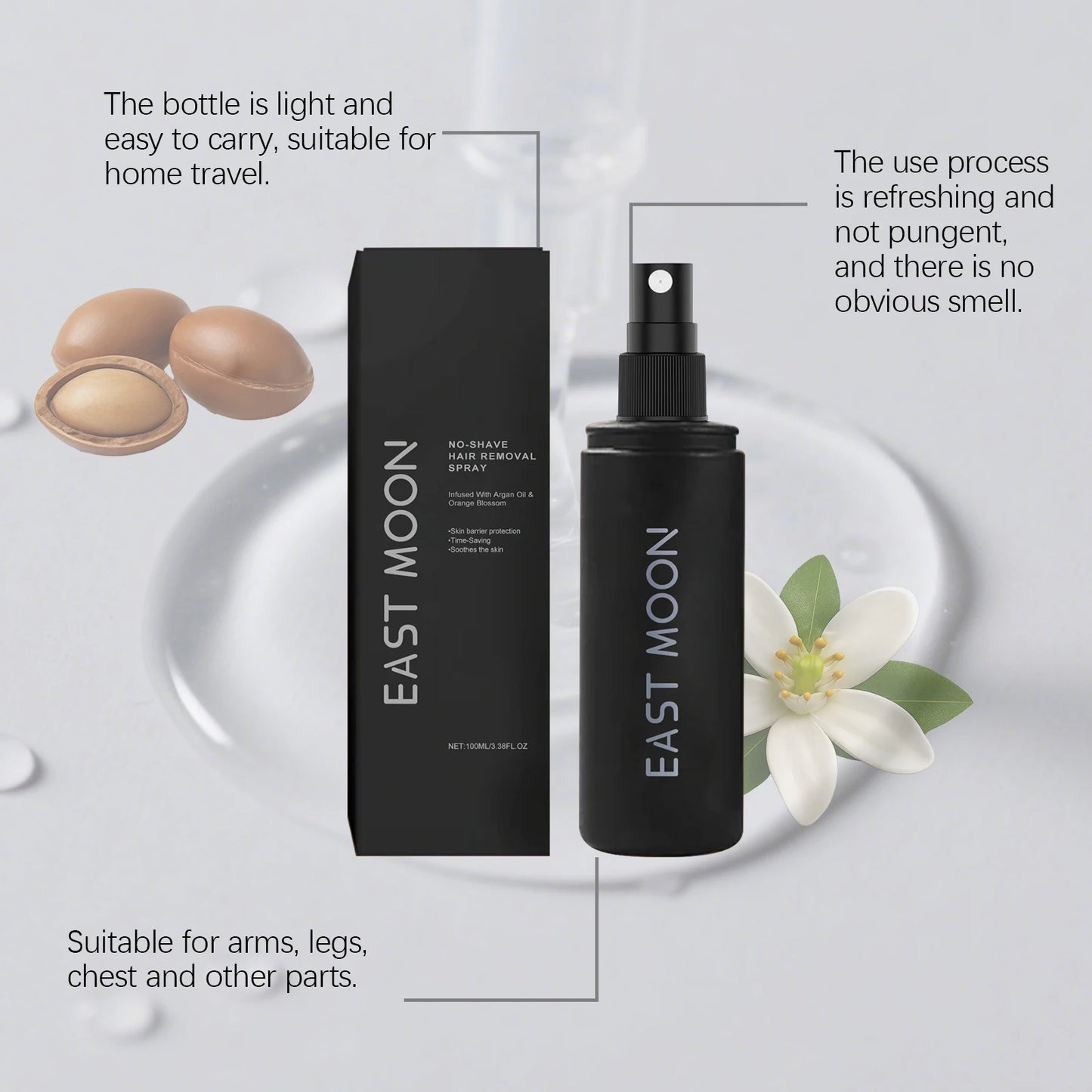 East Moon Men's Depilatory Spray – Body Hair Removal 100ml