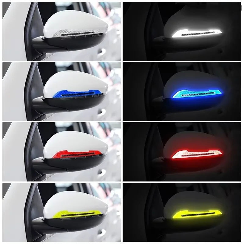 Reflective Stickers Warning Strip Tape Traceless Protective Car Sticker Warn on Car Rearview Mirror Exterior Auto Accessories Peaceful Pleasures Health and Wellness random color 2pairs
