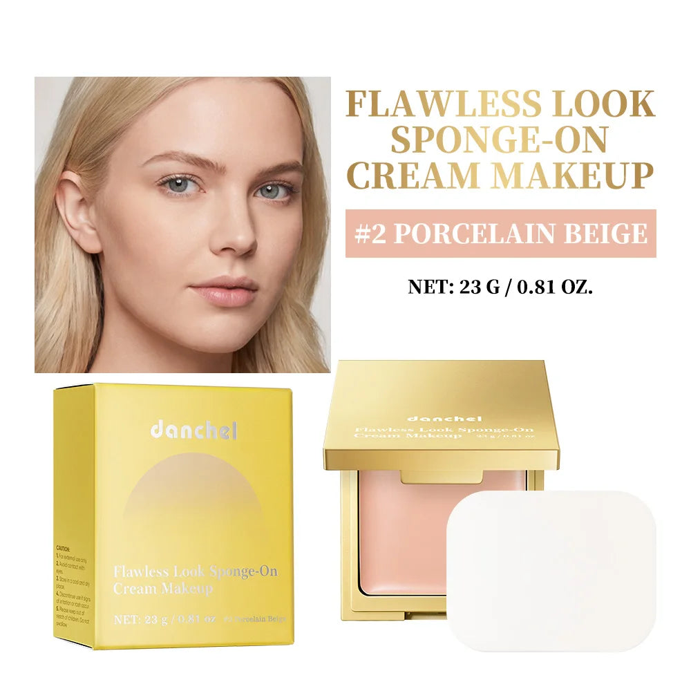 Flawless Finish Cream Foundation Sponge‑On Medium‑to‑Full Coverage Oil Control Breathable Long Lasting Concealer Makeup Peaceful Pleasures Health and Wellness 2Porcelain Beige