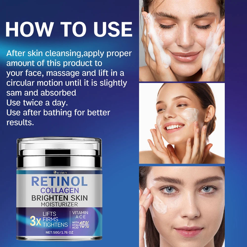 SUYARUN Retinol & Collagen Anti-Aging Face Cream - Wrinkle Reduction, Moisturizing & Brightening, Improve dry skin. Peaceful Pleasures Health and Wellness