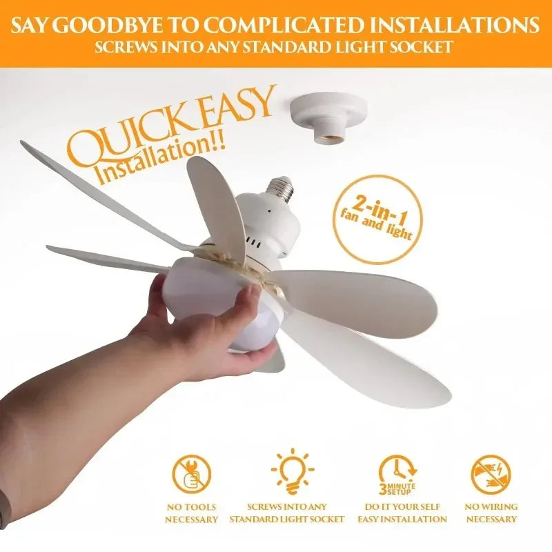 RTONTR 30W LED Ceiling Fan Light E27 Remote Dimmable 85-265V