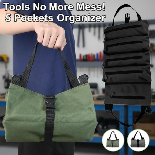 Canvas Tool Roll Storage Bag Multi-Pocket Tool Organizer Pouch Heavy Duty Wrench Roll Bag for Camping,Fishing,Outdoor Work Peaceful Pleasures Health and Wellness