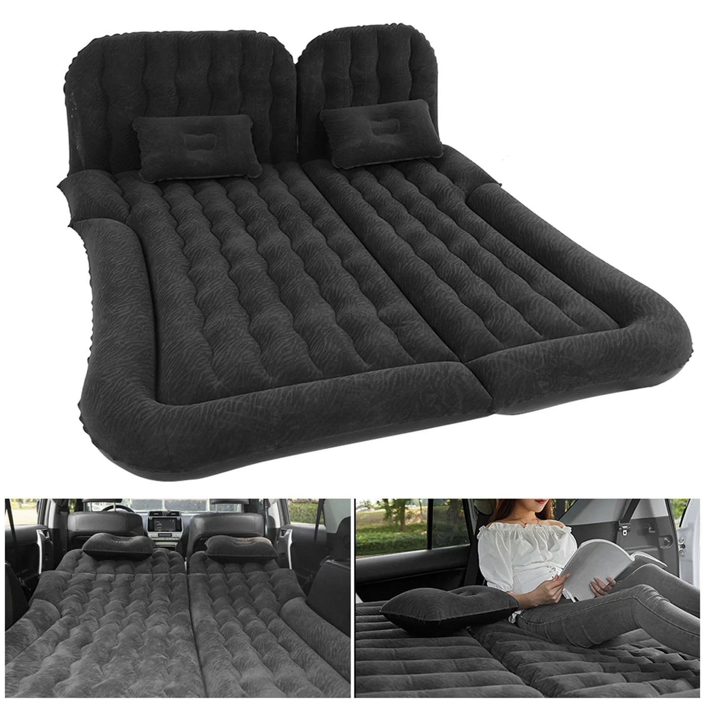 2 1 Multifunction Inflatable Travel Mattress PVC Flocking Soft