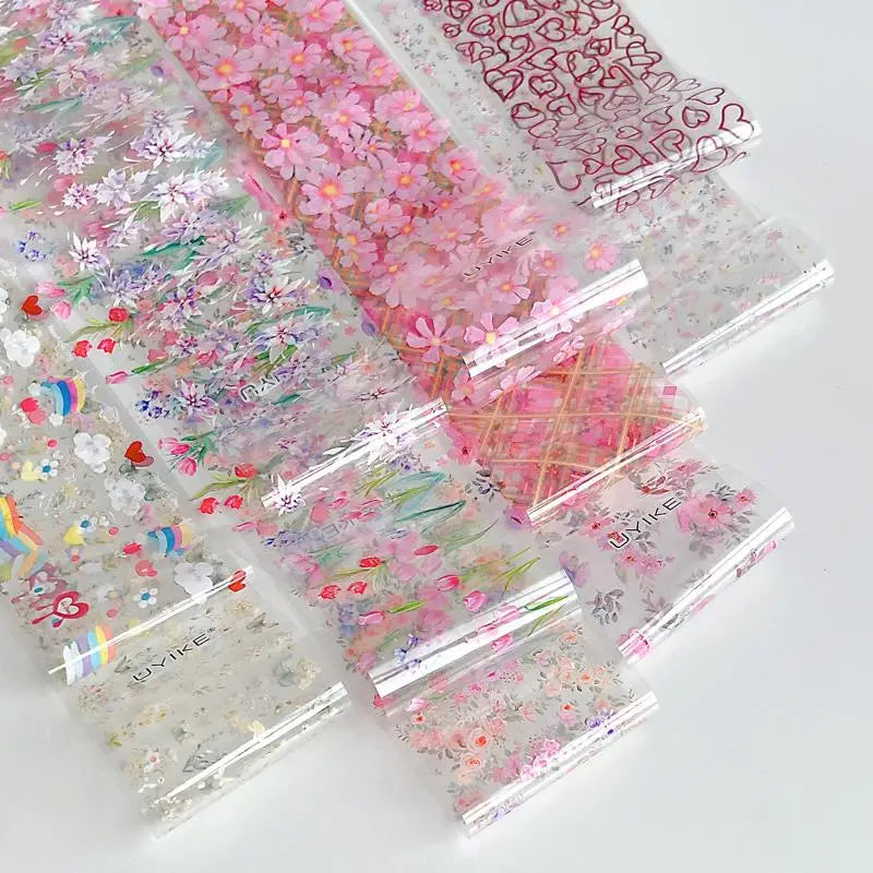 10 Rolls Flower Rose Nail Foils For Transfer Paper Floral Sliders Butterfly Nail Art Stickers Decal Nail Art Decorations Peaceful Pleasures Health and Wellness