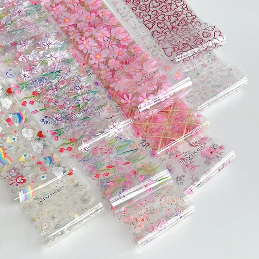 10 Rolls Flower Rose Nail Foils For Transfer Paper Floral Sliders Butterfly Nail Art Stickers Decal Nail Art Decorations Peaceful Pleasures Health and Wellness