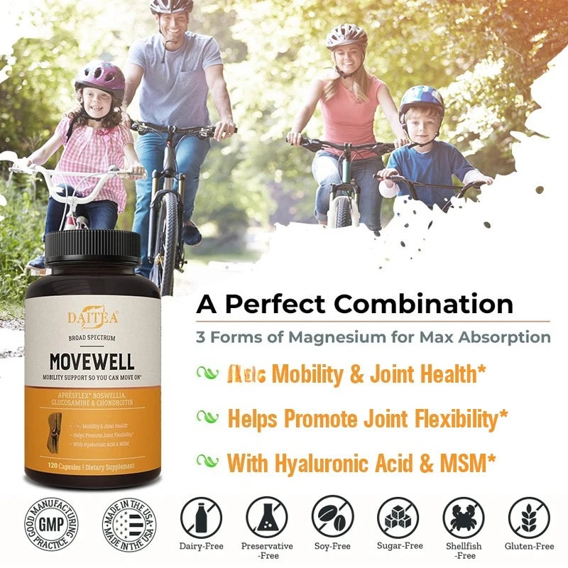 Joint Health Supplement - Glucosamine Chondroitin W/ MSM Hyaluronic Acid MoveWell Peaceful Pleasures Health and Wellness