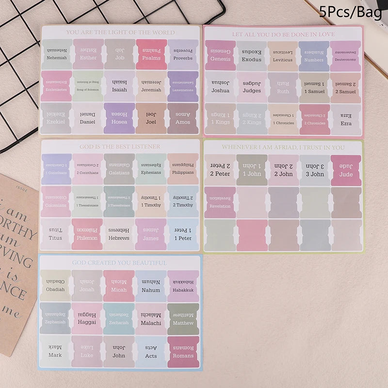Boho Laminated Bible Tabs – 5 Index Tabs for Study Bible