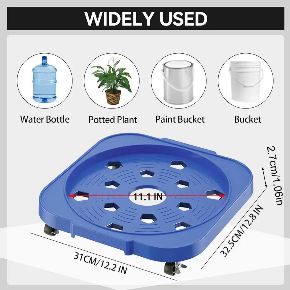 5 Gallon Bucket Wheel Base 360-Degree Swivel Casters With Brake Heavy Duty Rolling Stand For Flower Pot, Indoor Outdoor Home Peaceful Pleasures Health and Wellness Blue