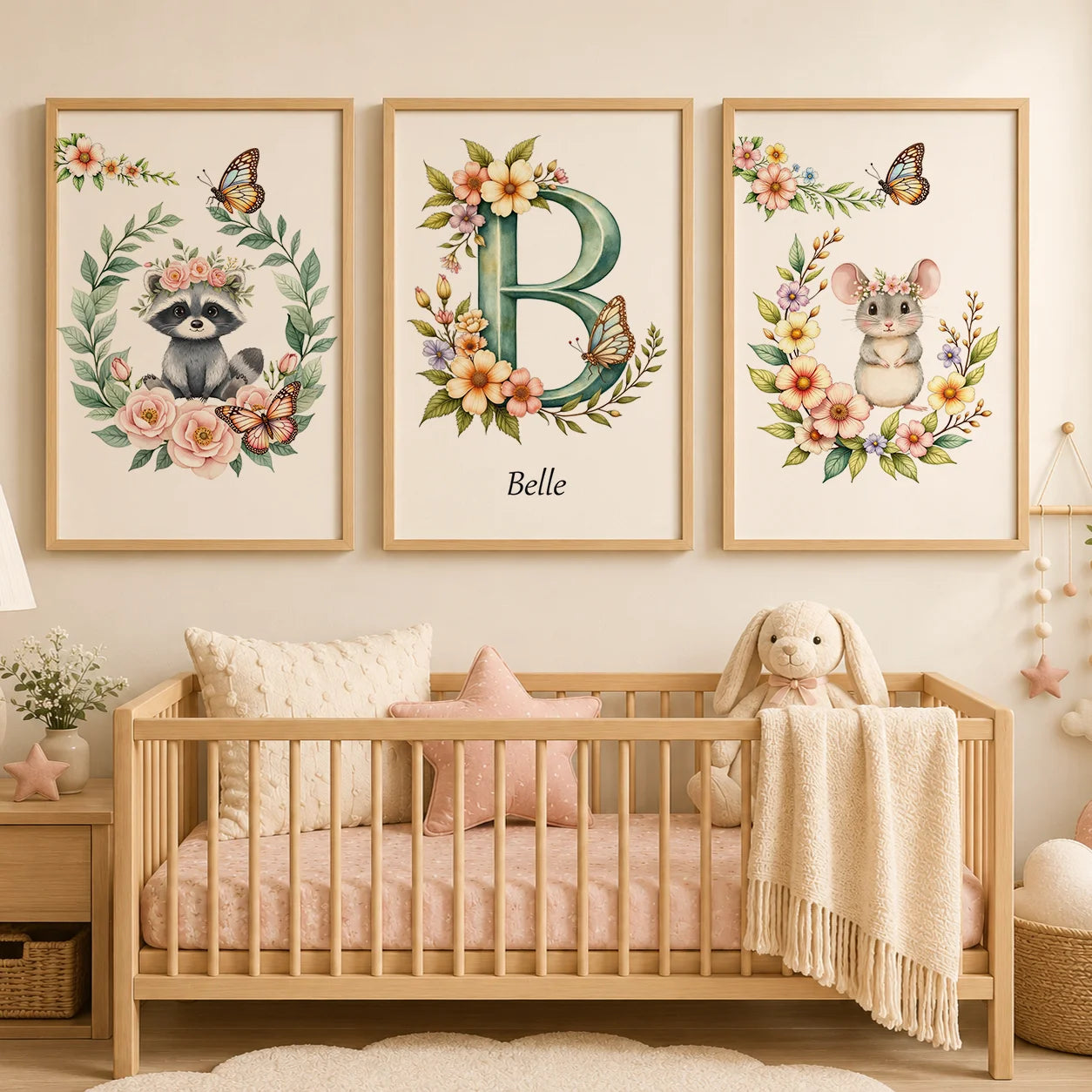 Custom Name Nursery Canvas Wall Art – Animals & Wildflowers Personalized Canvas Print Peaceful Pleasures Health and Wellness