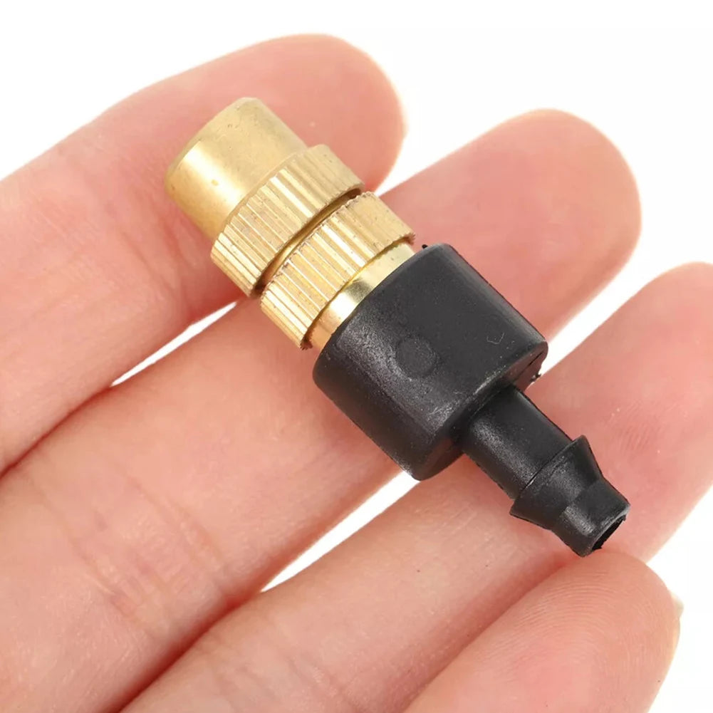 Adjustable Brass Spray Nozzle 50pcs Garden Misting Sprinkler for 4/7mm Pipe Lawn Watering Greenhouse Cooling Irrigation Head Peaceful Pleasures Health and Wellness