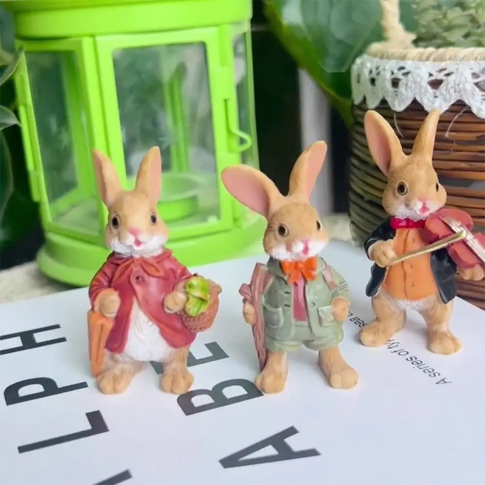 Cartoon Rabbit & Turtle Resin Garden Figurines | Micro Landscape