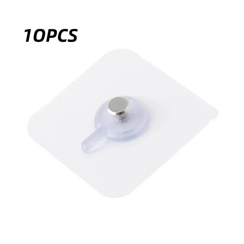 10-Pack Transparent Self-Adhesive Wall Hooks – No Damage