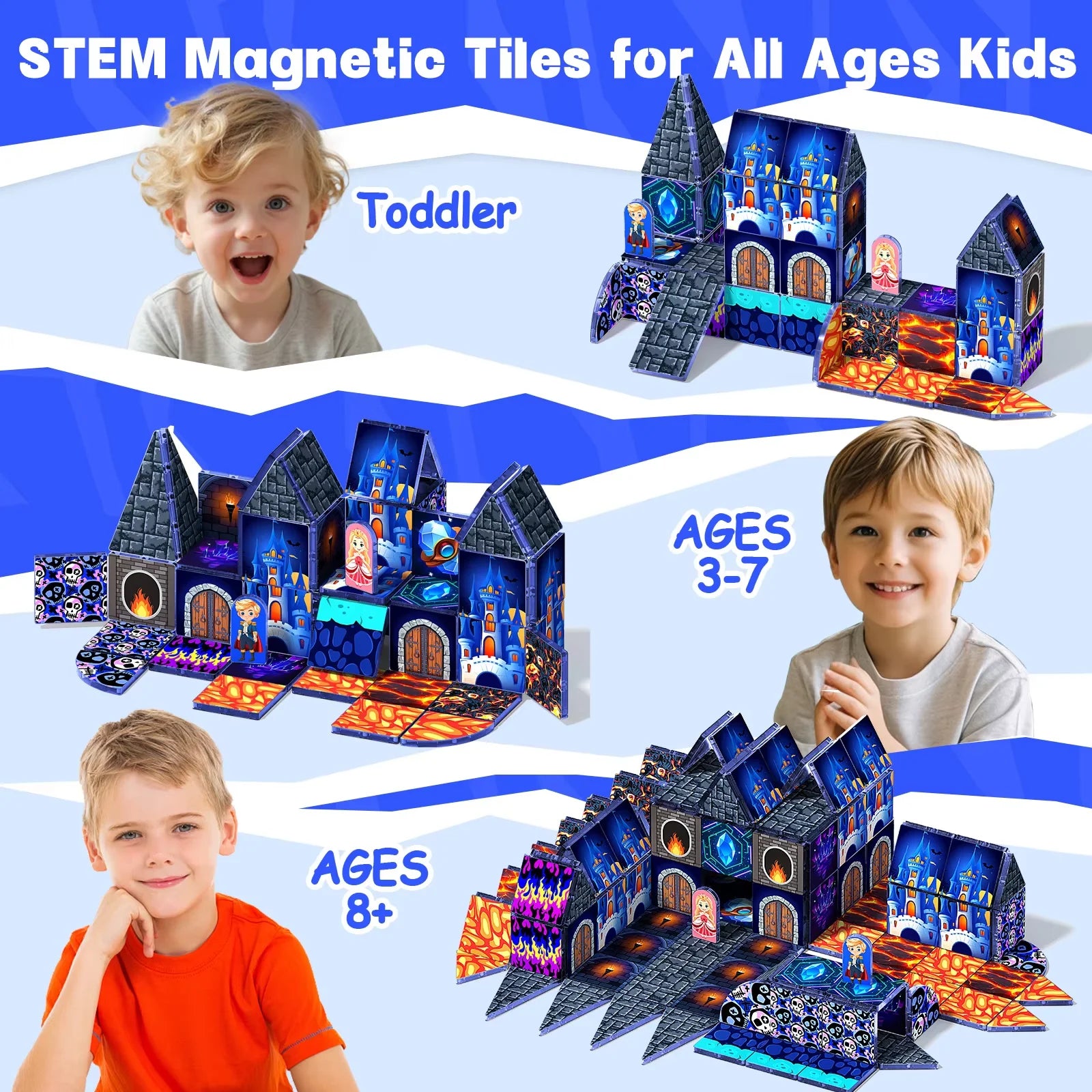 Magnetic Tile Building Block Set Magnet Cube Toddler Kid Toy Sensory STEM Educational DIY Model Children Boy Girl Gifts Birthday Peaceful Pleasures Health and Wellness