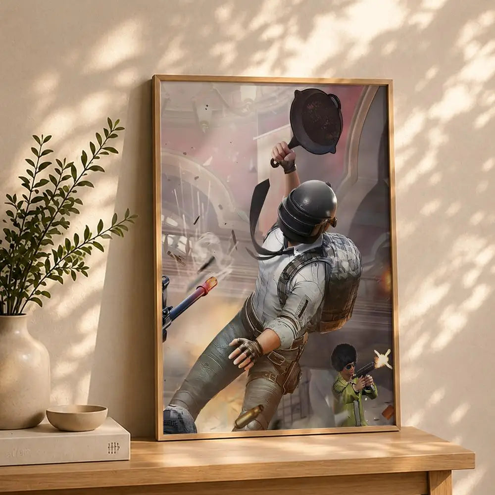 PUBG Battlegrounds HD Wall Poster – Self-Adhesive Waterproof Gaming Wall Poster Peaceful Pleasures Health and Wellness White13 15X20cmNoframe