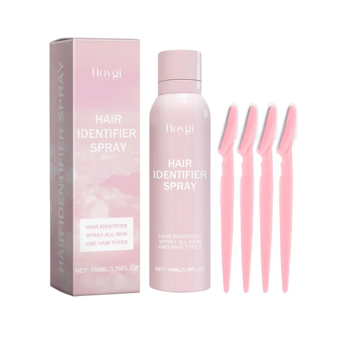 Facial Hair Removal Spray Set with 4 Eyebrow Trimmers – 100ml