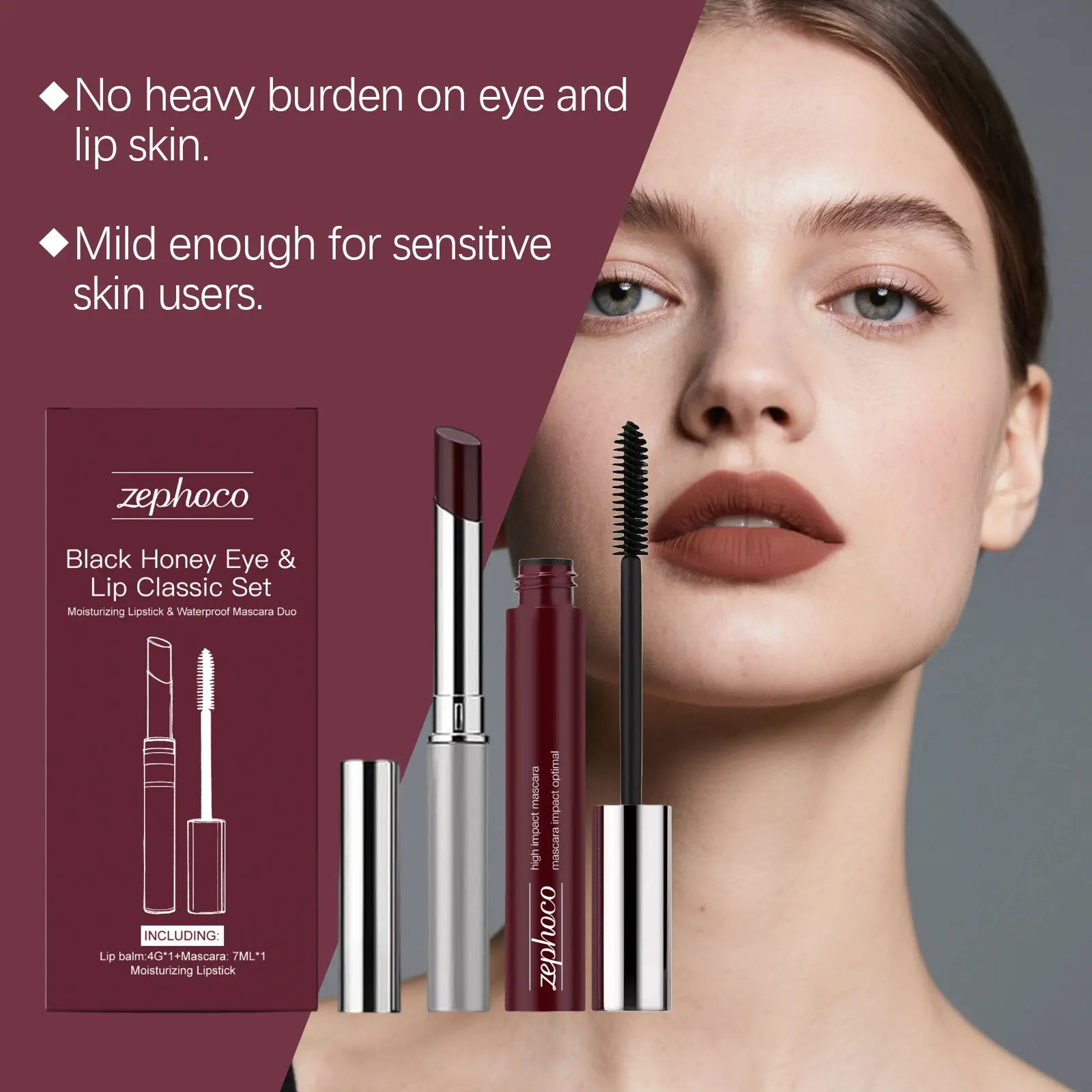 Black Honey Eye & Lip Makeup Set – Lipstick, Gloss & Lash Curler Makeup Gift Set Oasis Select