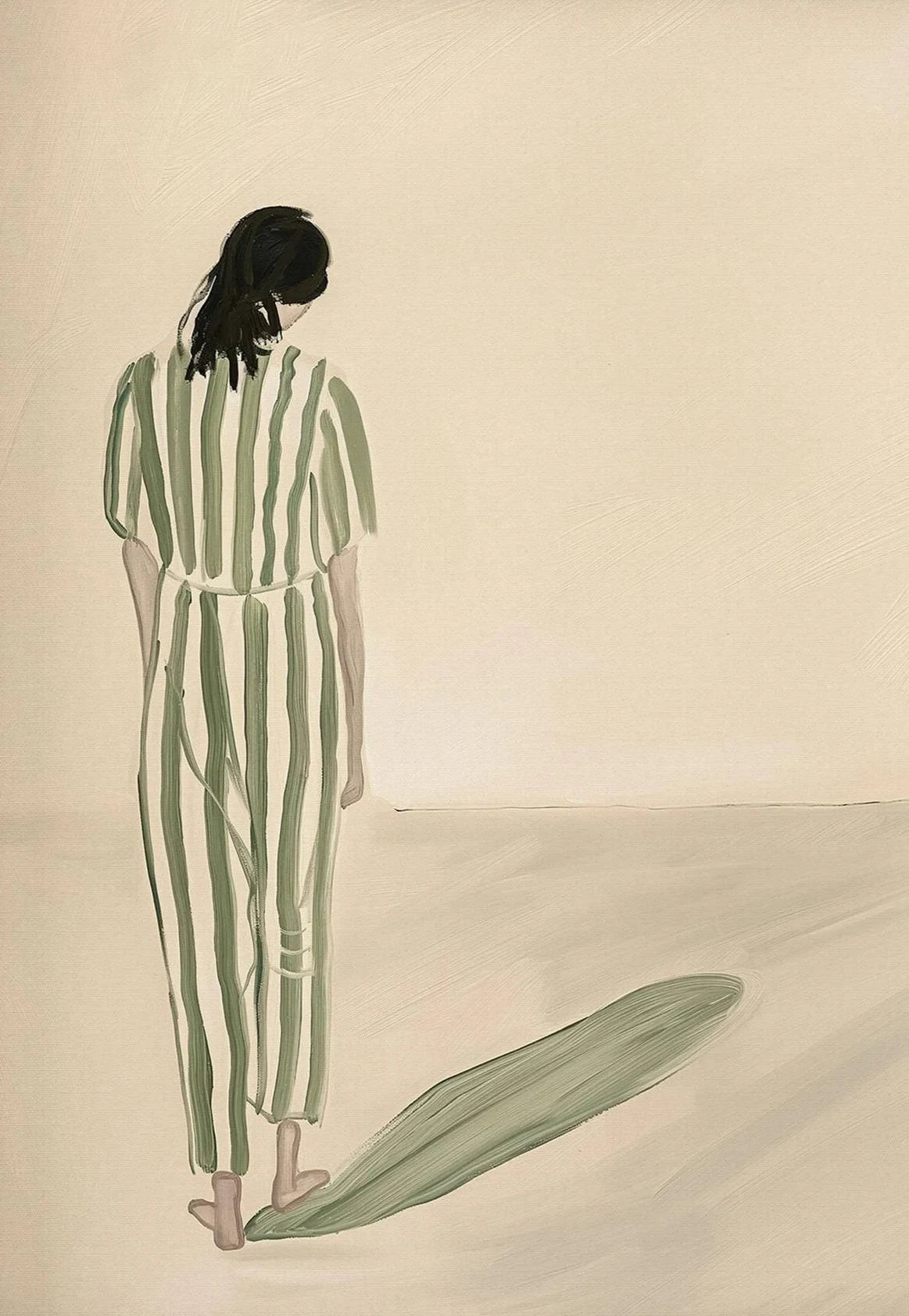 Sage Green Abstract Woman Canvas Wall Art | Minimalist Print