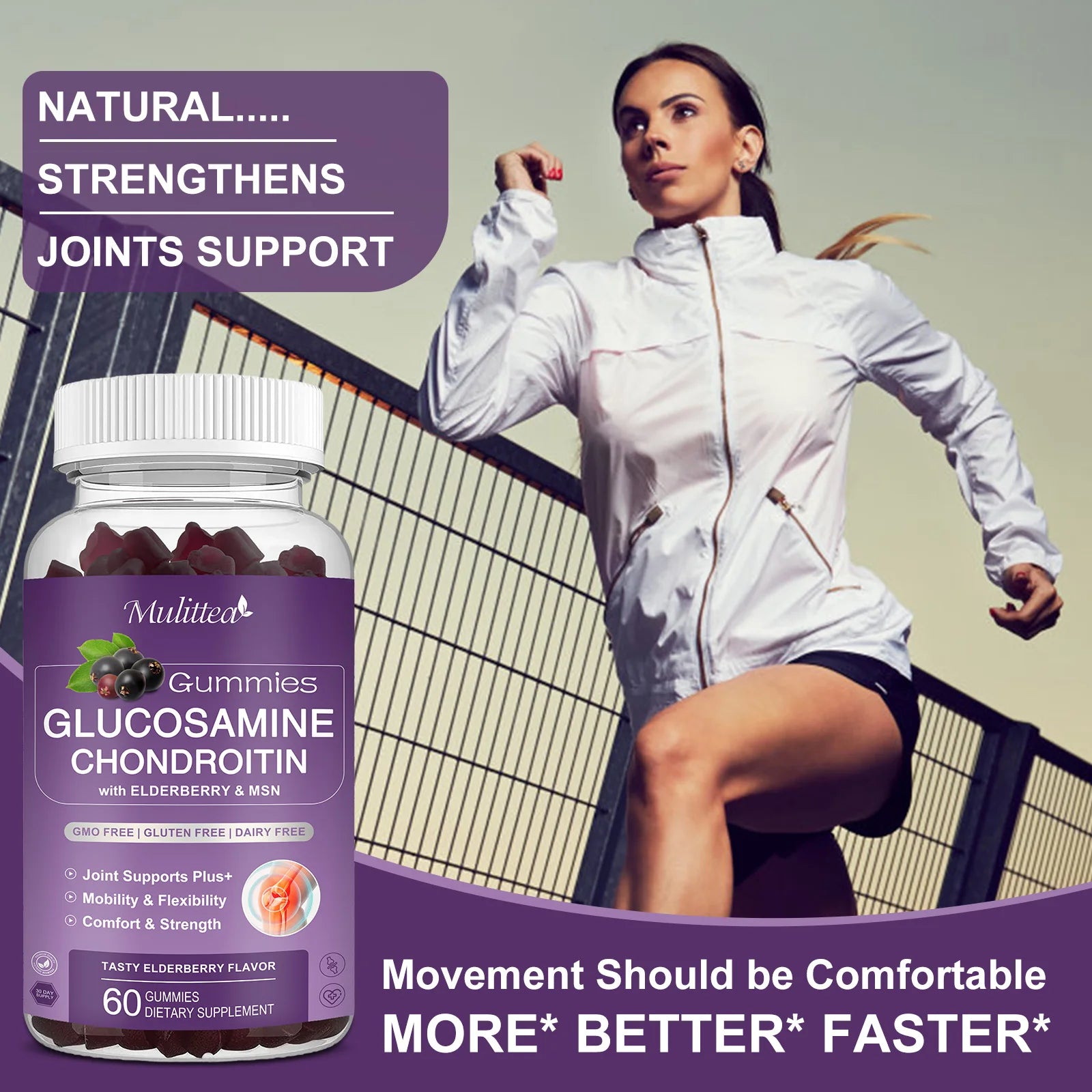 Mulittea Glucosamine & Chondroitin Gummies – Joint Support for Adults Dietary Supplement Peaceful Pleasures Health and Wellness