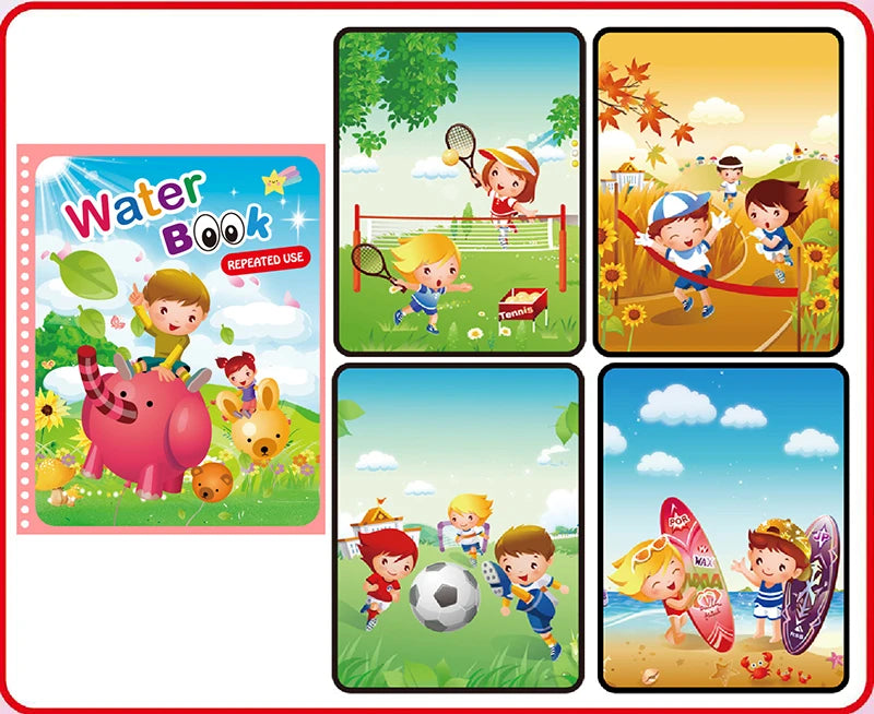 Water Drawing Books Educational Toy Kids Toddlers Reusable Graffiti