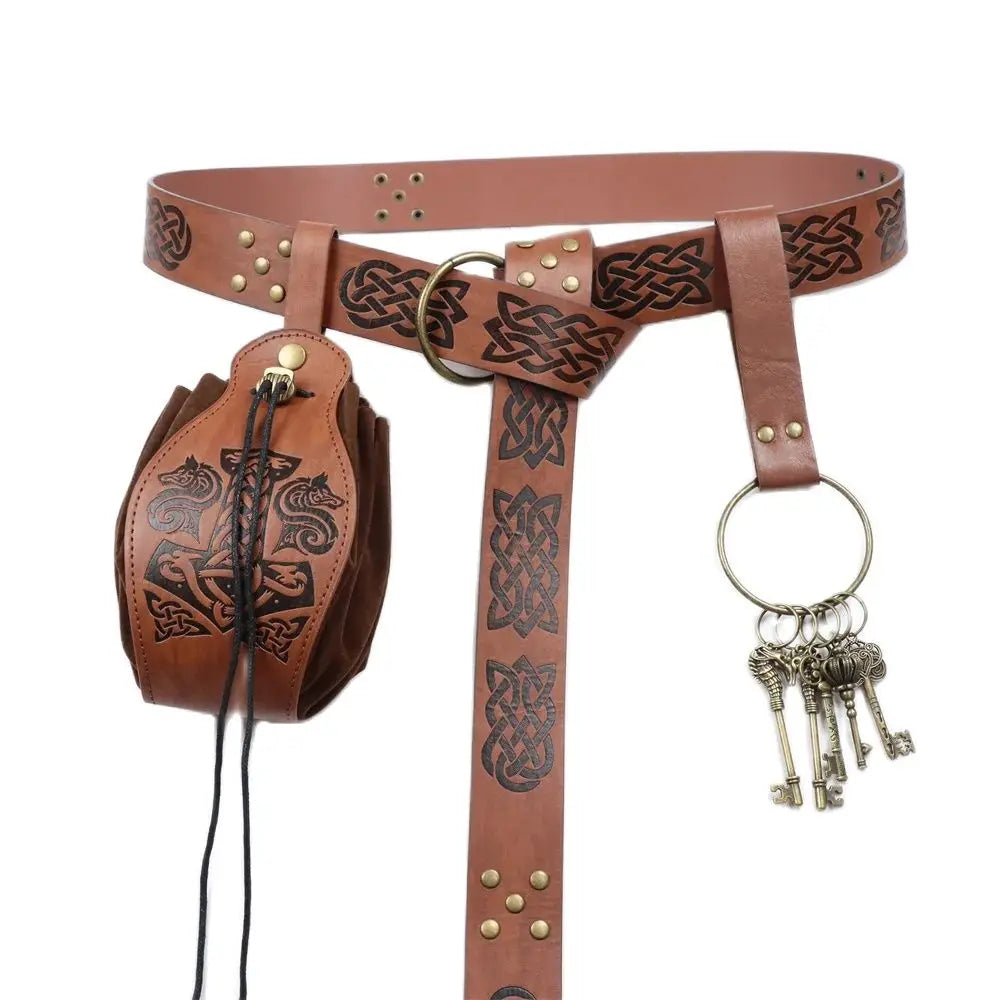 Medieval Cosplay Belt Renaissance Copper Coin Printed Waist Bag