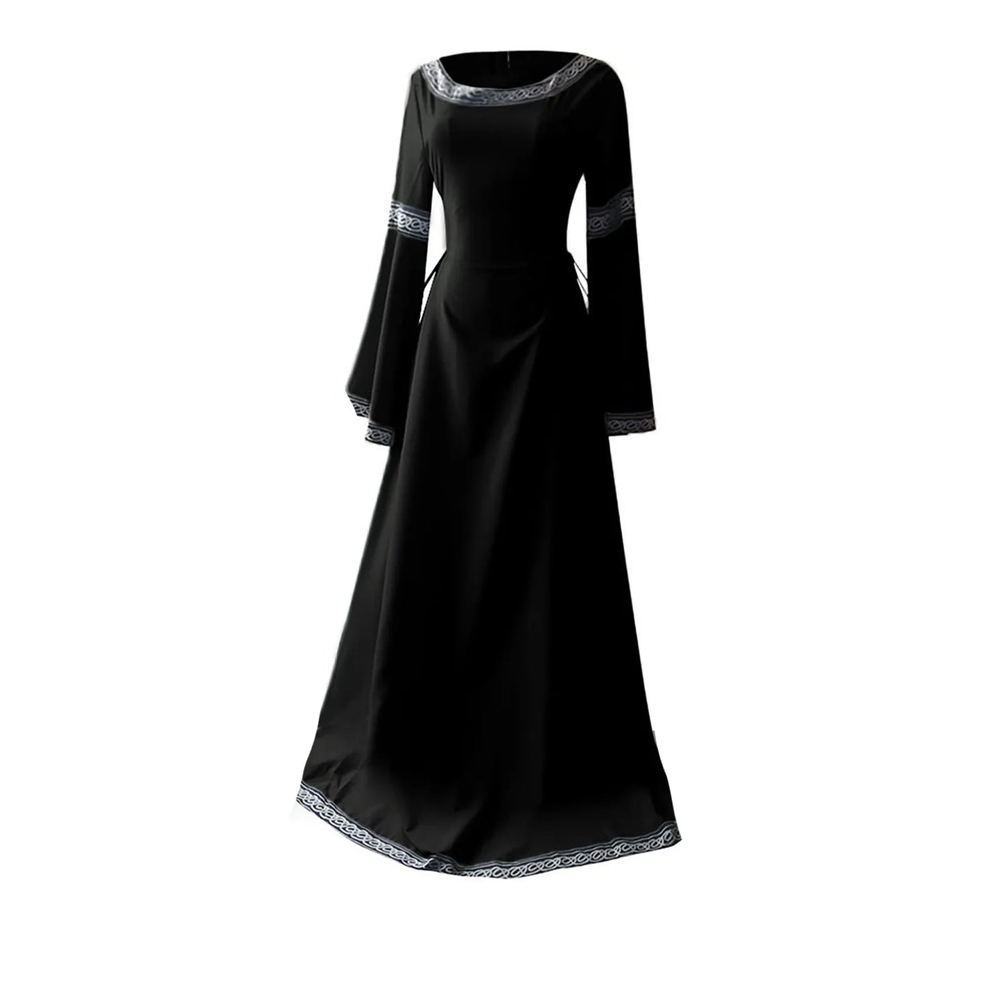 Women's Medieval Renaissance Trumpet Sleeve Lace Maxi Gown