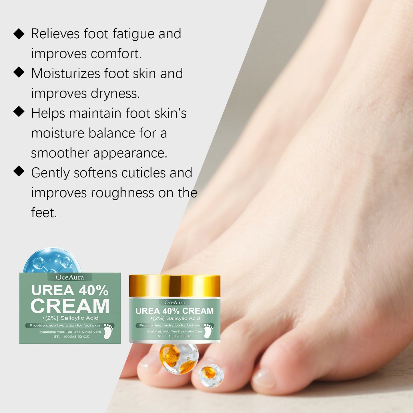 OceAura Urea 40% Foot Cream – Hydrating Heel & Skin Care