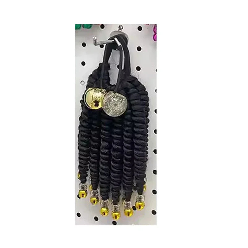 2PCS Hair 2024 New Little Girls Braided Ponytails with Beads Kids Girls Hair Bow Glitter Shinny Shining with Big Balls Bubbles Peaceful Pleasures Health and Wellness beads 16