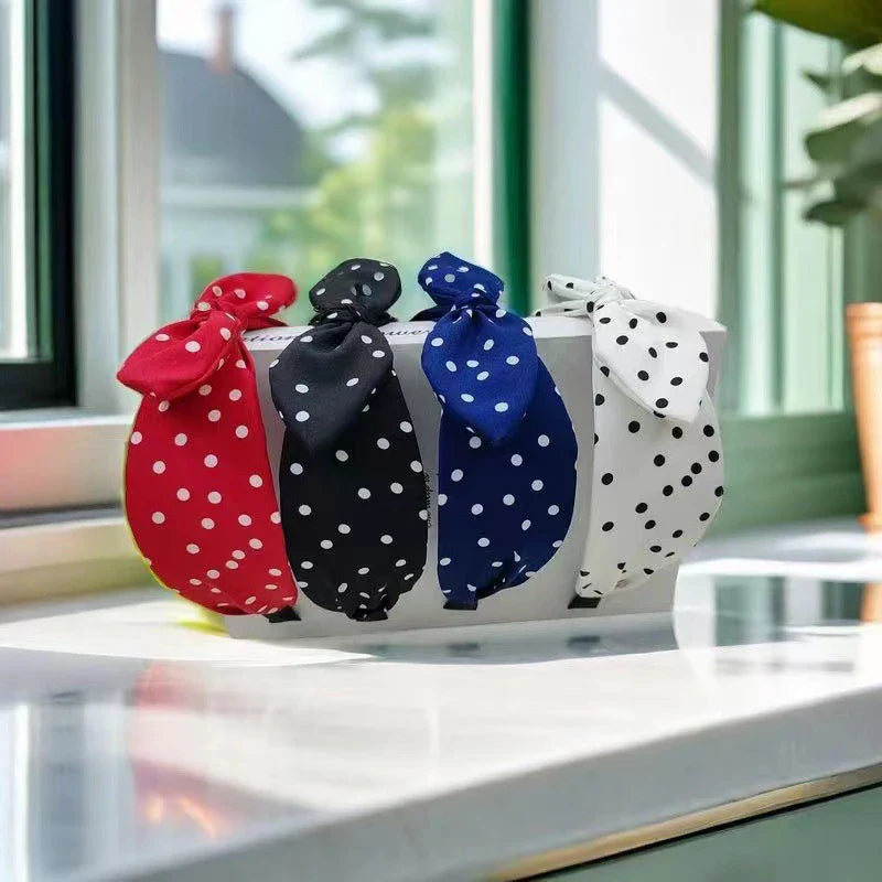 Polka Dot Bow Headband – Non-Slip Hair Hoop for Women & Girls