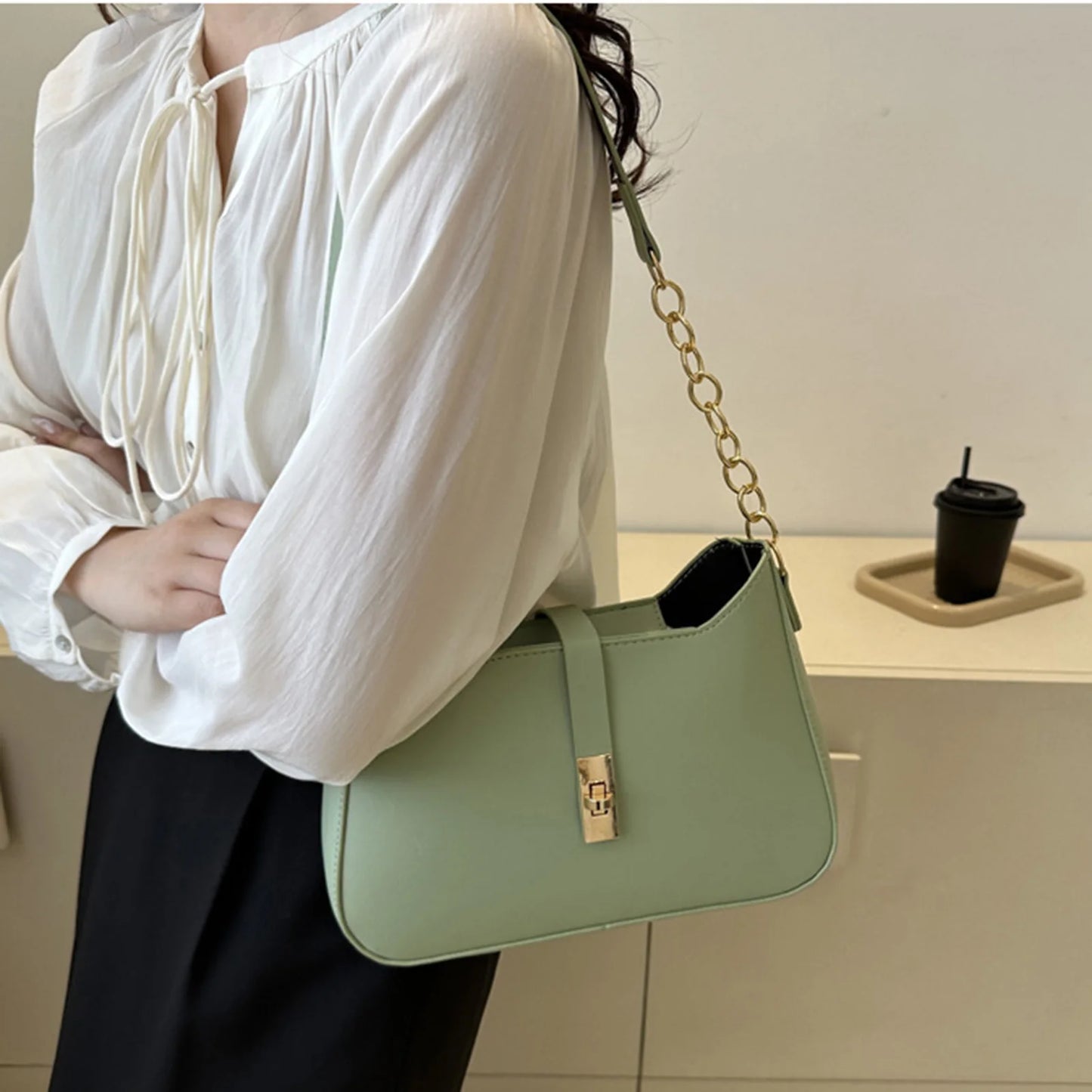 Female Vintage Shoulder Bag High-End Design Temperament Leisure Bag for Working Travel Dating Wedding Peaceful Pleasures Health and Wellness