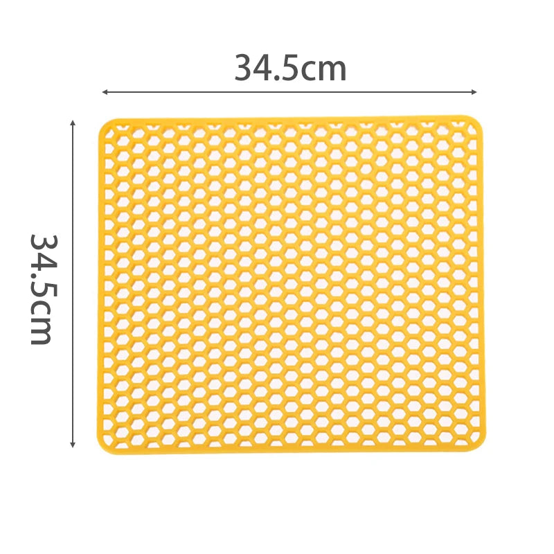 Silicone Drain Mat Heat Insulated Pad Kitchen Sink Protector Hollow Sink Mat Countertop Mats Kitchen Protection Countertop Mats Peaceful Pleasures Health and Wellness C Yellow 34.5cm silicone
