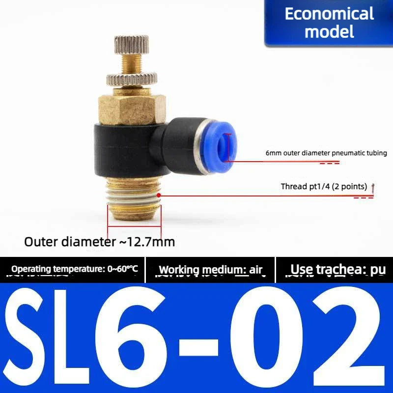 Quick Connect Pneumatic Air Speed Throttle Valve SL 4–12mm