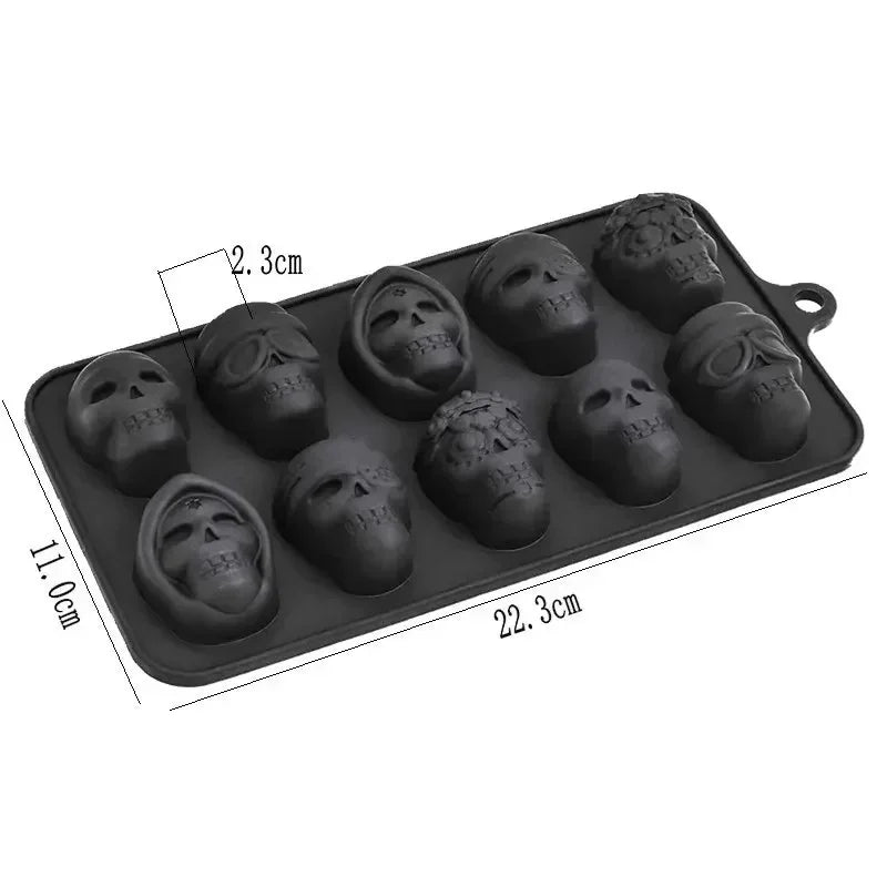 Skull Ice Cube Mold 10-Grid Skull Ice Mold for Halloween Kitchen Tools Reusable Making Accessory for Chocolate Ice Cream And Peaceful Pleasures Health and Wellness